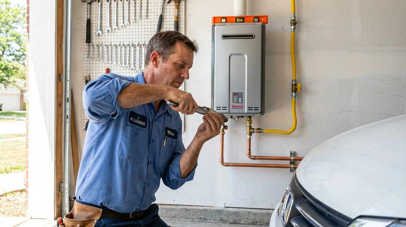 Tankless water heater installation by a Johns Plumbing LLC plumber in Solvang
